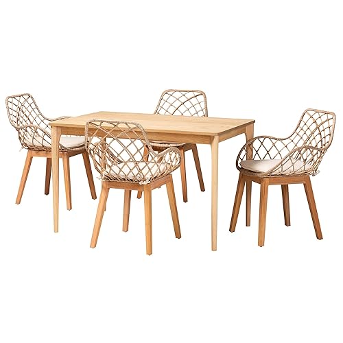 bali & pari Ballerina Natural Rattan Dining, 5-Piece Set, Vintage