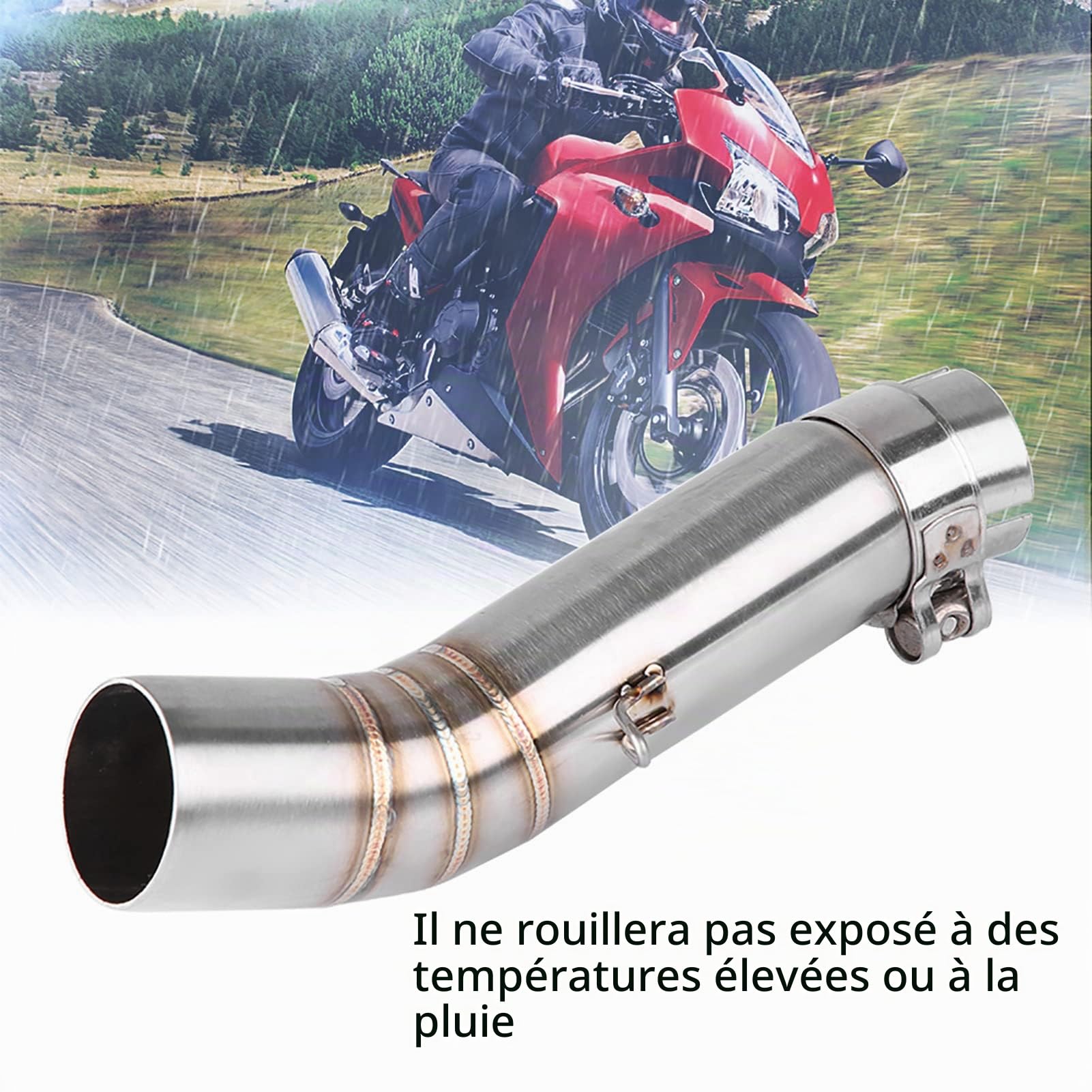 KIMISS Tuyau Milieu D'échappement Moto Connecteur de Liaison de Tuyau pour CBR500R CB500X CBR500 CB500F 2013-2015