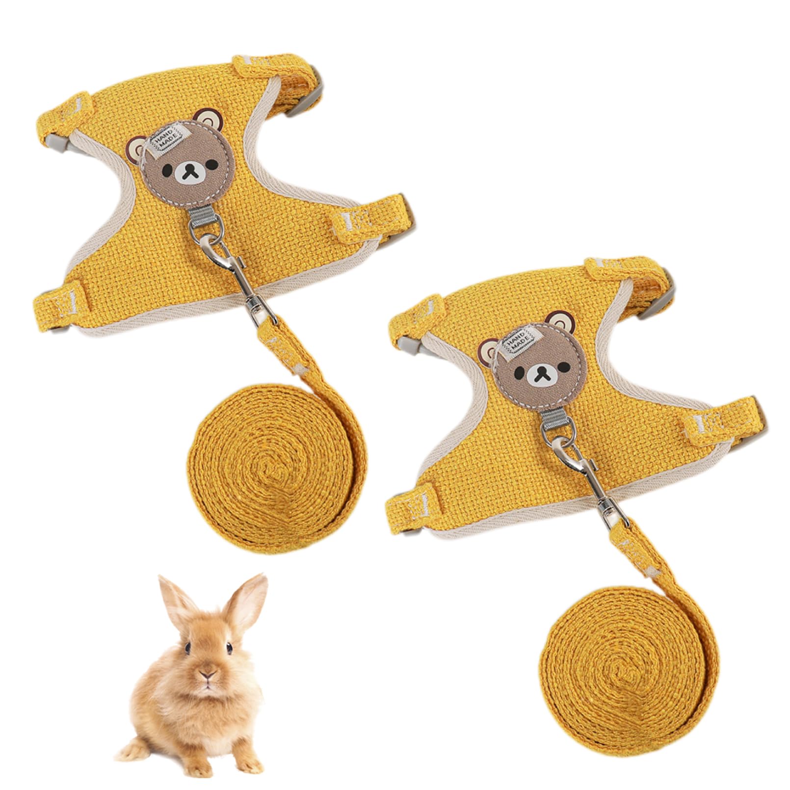Wallspet 2-Pack Rabbit Harness and Leash Set – Adjustable Small Animal Vest Harness with Safety Buckle – Breathable & Lightweight – Ideal for Rabbits,