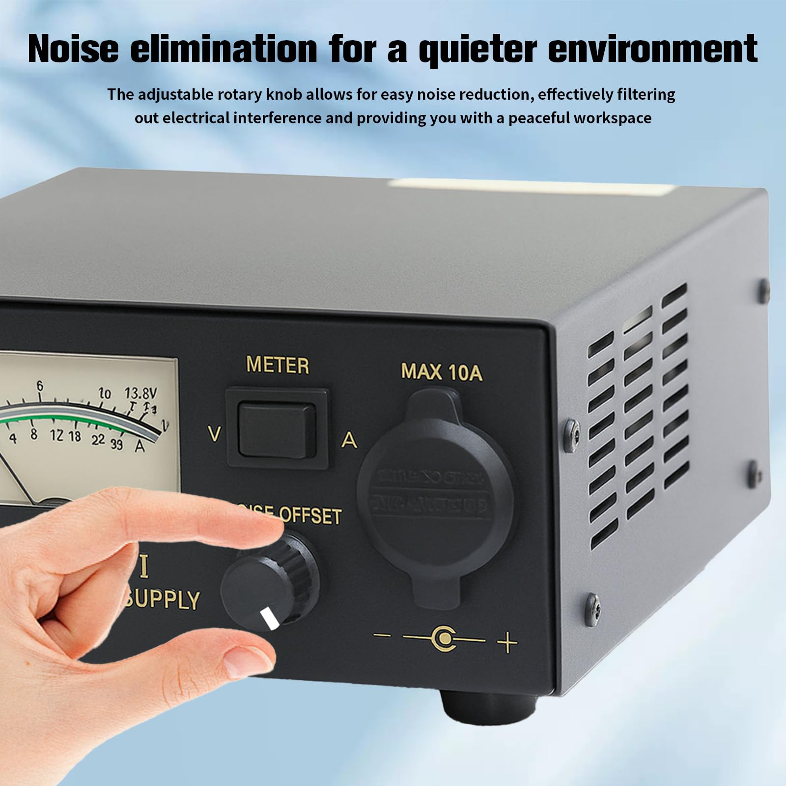 Fuente de alimentación de banco de 30 A 13,8 V - Fuente de alimentación de radio jamón con control de ruido ajustable, convertidor de CA a CC con enchufe para encendedor de cigarrillos y seguridad
