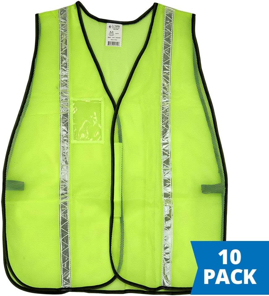 J. J. Keller & Associates, Inc. 10-pk. Universal Safety Vest - Polyester Mesh Orange, SAFEGEAR - Image 2