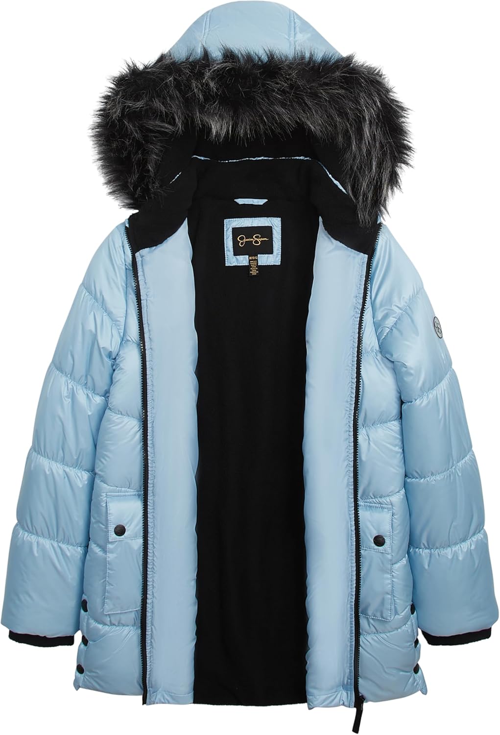 Jessica Simpson Girls' Mid-Length Heavyweight Puffer Jacket with Faux Fur Hood Winter Coat - Image 2