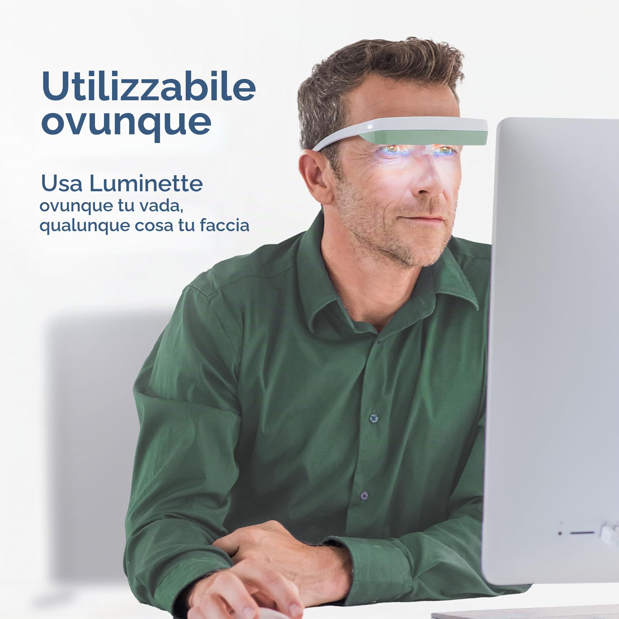 Luminette 3 Occhiali per Terapia Della Luce - Lampada a Luce Terapia Bianca Indossabile per Insonnia, Jet Lag, Stanchezza e Disturbi Stagionali - Terapia Luce led Viso Portatili (verde)