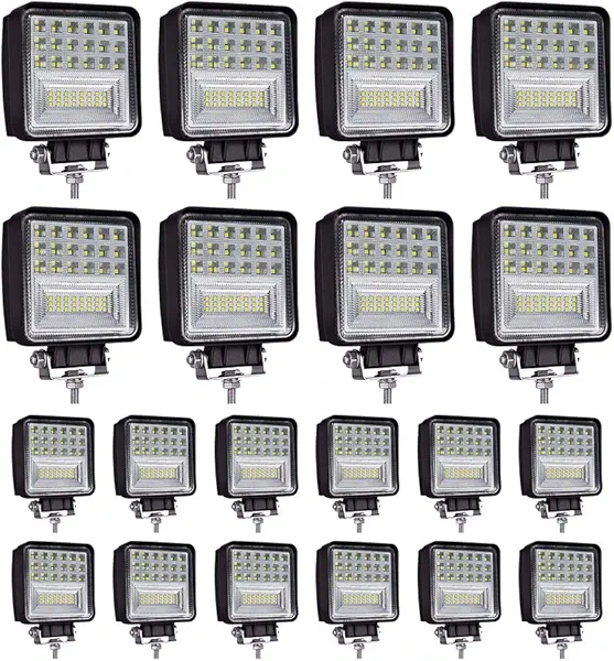 WINBANG LED Light Pods, 4 inch 126W Square LED Work Light, 12V 24V Spot/Flood Light Off Road Lights, Led Fog/Driving Lights for Truck Pickup Boat Golf Cart SUV ATV UTV (20 Pack)