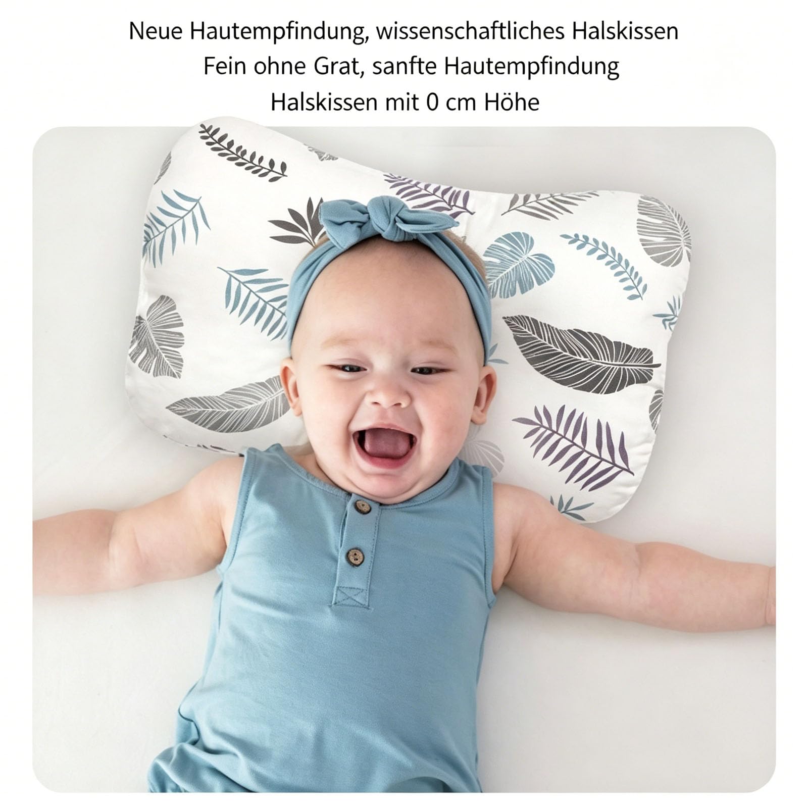 Babykissen Gegen Plattkopf, Kopfform korrekturkissen, Weiches Kopf- und Nackenstützkissen, Ergonomisches Kinder Kopfkissen Schlafkissen, Nackenstütze für Wiege, Bett, Kinderwagen (28*20CM,L)