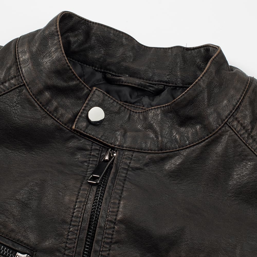 TONY BACKER Giubbotto da Uomo in pelle sintetica da moto Stile Vintage 5205