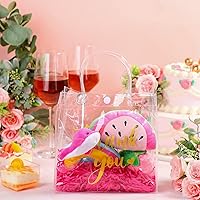 Vista 4 de Berlune Bolsas de regalo transparentes de agradecimiento con asa, bolsa de regalo de plástico transparente, bolsa de regalo de PVC transparente