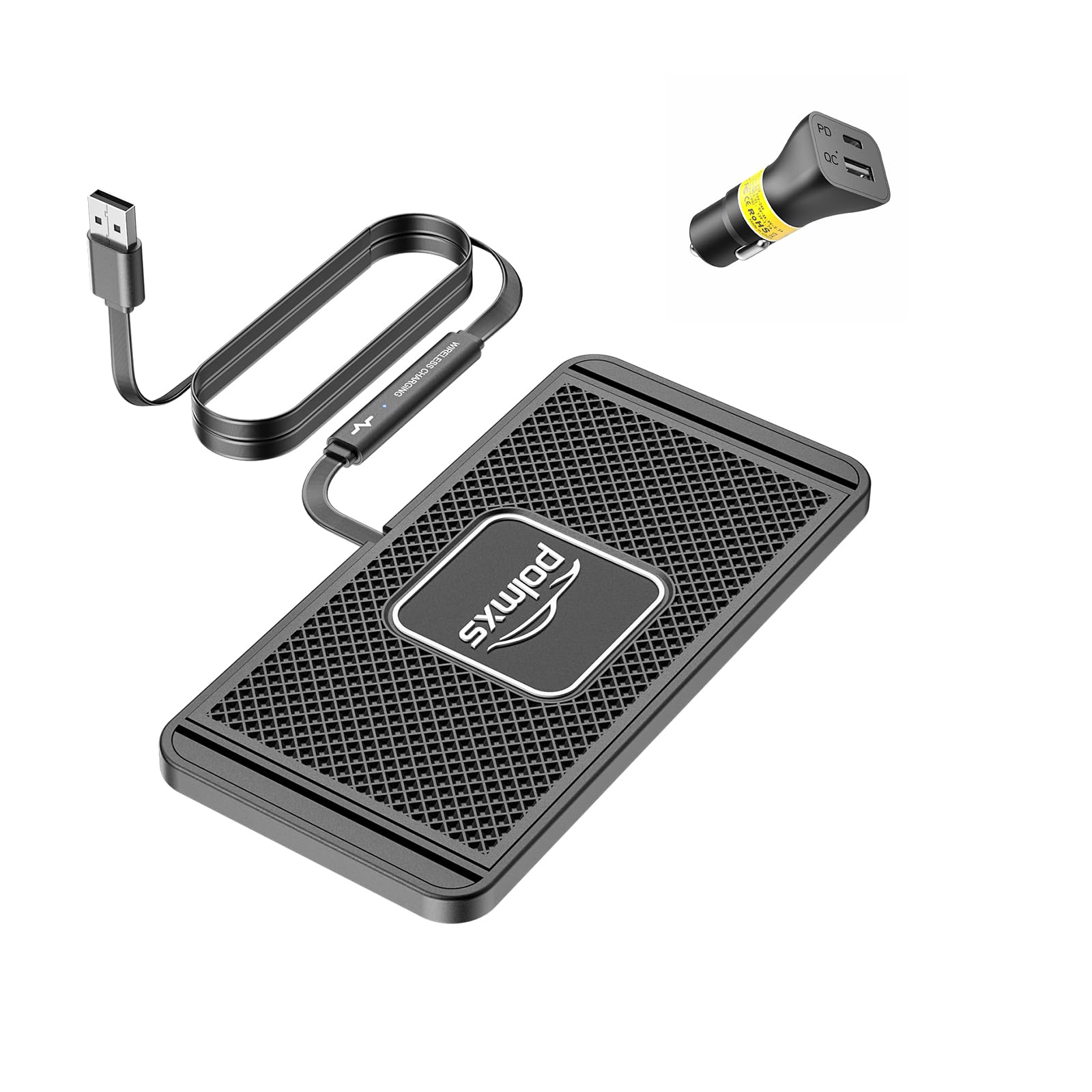POLMXS Wireless Charger Car Charging pad 15W Fast Wireless Phone Charger Cell Phone Cordless Charging mat