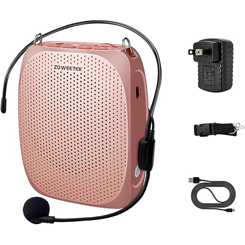 ZOWEETEK Voice Amplifier Microphone Headset for Teachers, Original Personal Voice Amplifier, Work of 12 hrs, Portable Speaker for Classroom, Speech, Tour Guide,Support MP3 Format Audio,Power Amplifier