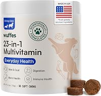 Wuffes 23-in-1 Dog Multivitamin Chews: Hip & Joint, Skin & Coat, Immune Support with Omega 3, Zinc, Iron, Vitamin C - Puppies & Seniors, 30 Soft Chews
