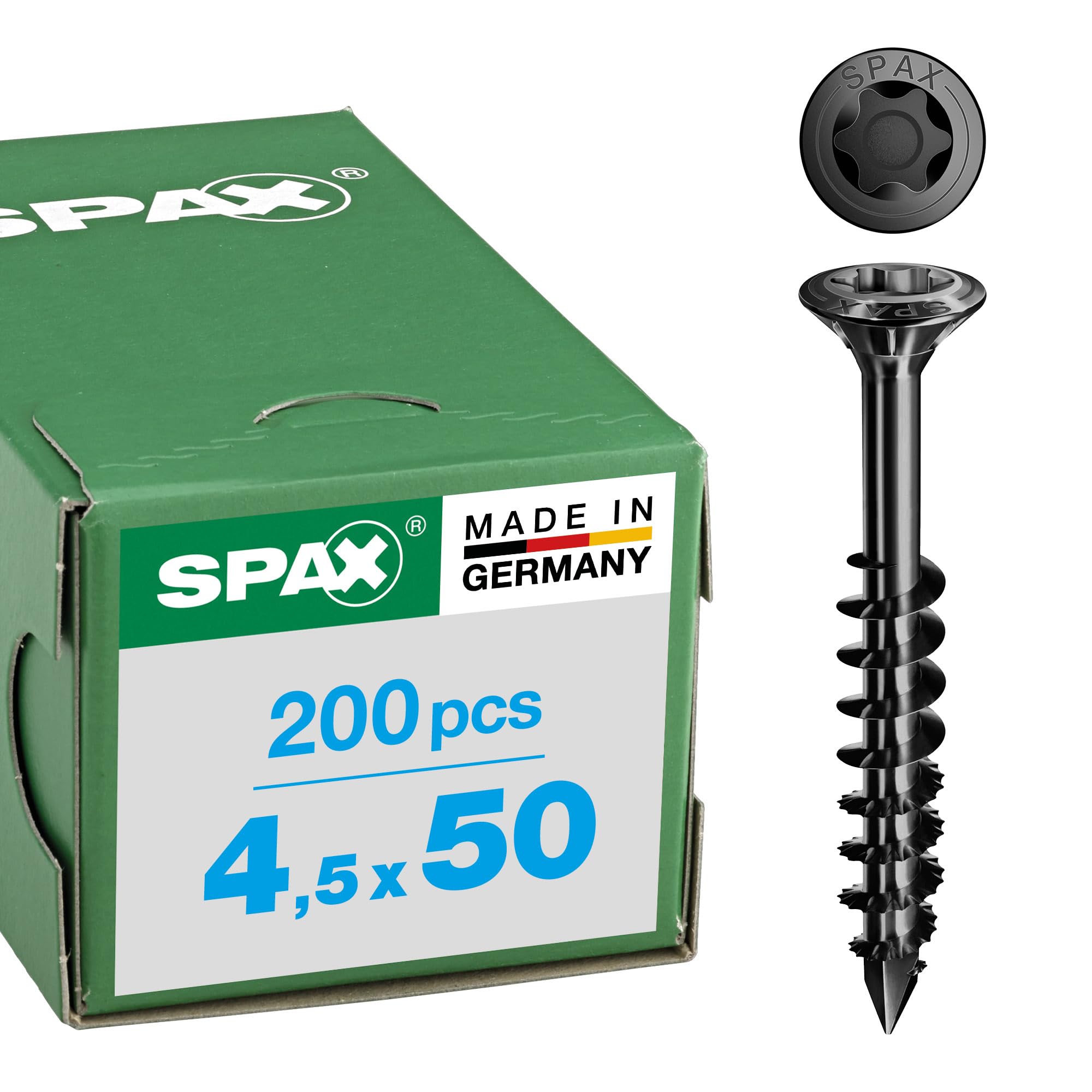 SPAX Facade Screw, 4.5 x 50 mm, Pack of 200, Partially Threaded, Raised Countersunk Head, T-Star Plus T20, Cut Tip, Rustproof Stainless Steel A2 BLAX - 25170404505021