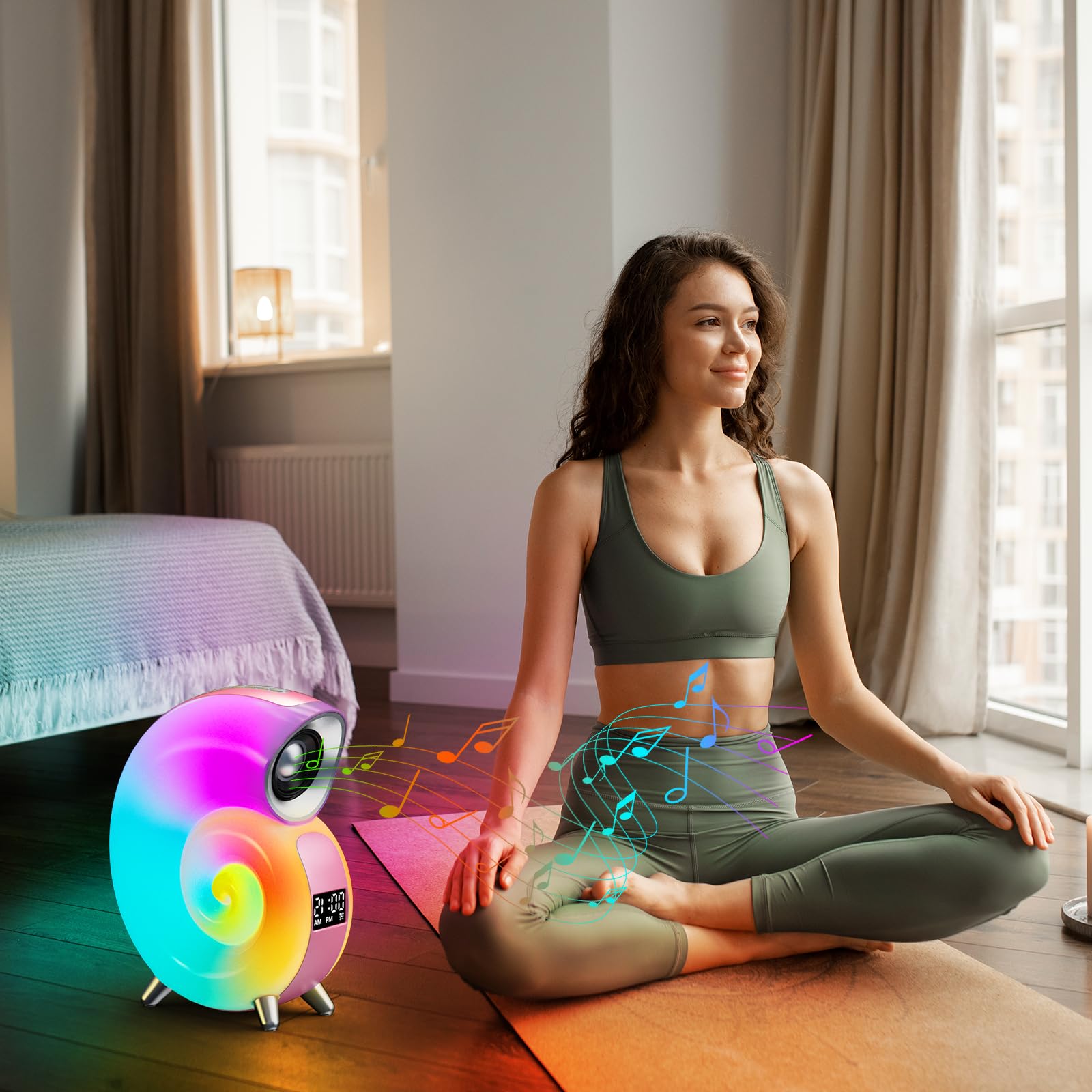 Euakee Wake Up Light, Sveglia Luce LED Intelligente, Lampada da tavolo intelligente, Intelligente Lampada da Comodino con Bluetooth Musica 16 Milioni di Colori Per Adulti & Bambini (Blu)