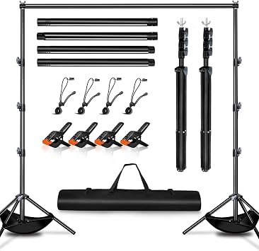 Backdrop Stand Kit 3m x 3m 9.8ft x 9.8ft, Adjustable Height and Width Backdrop Stand Frame, Photography Background Stand for Studio, Party, Decoration