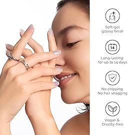 NAILOG Semi Cured Gel Nail Strips - 20 Pcs Gel Nail Stickers | Buy 2 Get 1 UV Lamp | Misty Glow