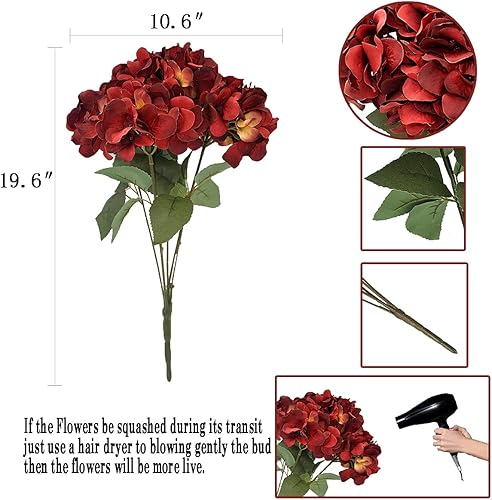 Miniatura 10 de 5 flores artificiales falsas arreglos de hortensias de seda, ramos de boda, decoración floral de plástico, centros de mesa para el hogar, cocina,