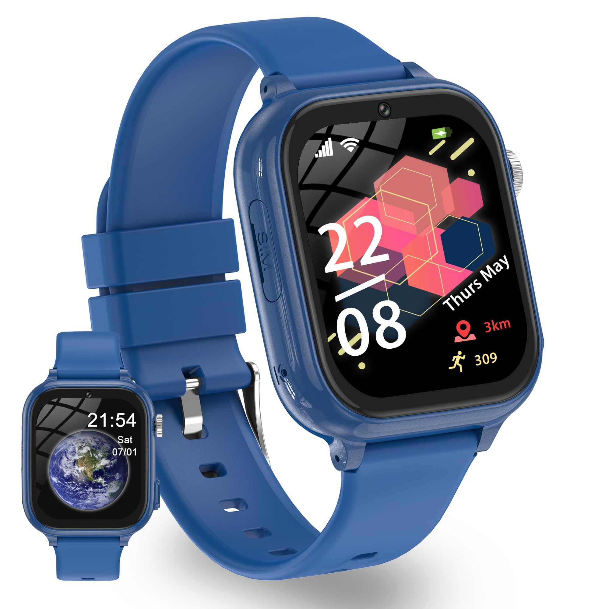 Reloj GPS Inteligente Niños 4G, Llamadas de Video y Telefono,SOS,SMS,Face ID,App Store,Varios Fondos de Pantalla,WIFI,Smartwatch Niños con Localización en Tiempo Real y Modo Escolar de Regalo Infantil