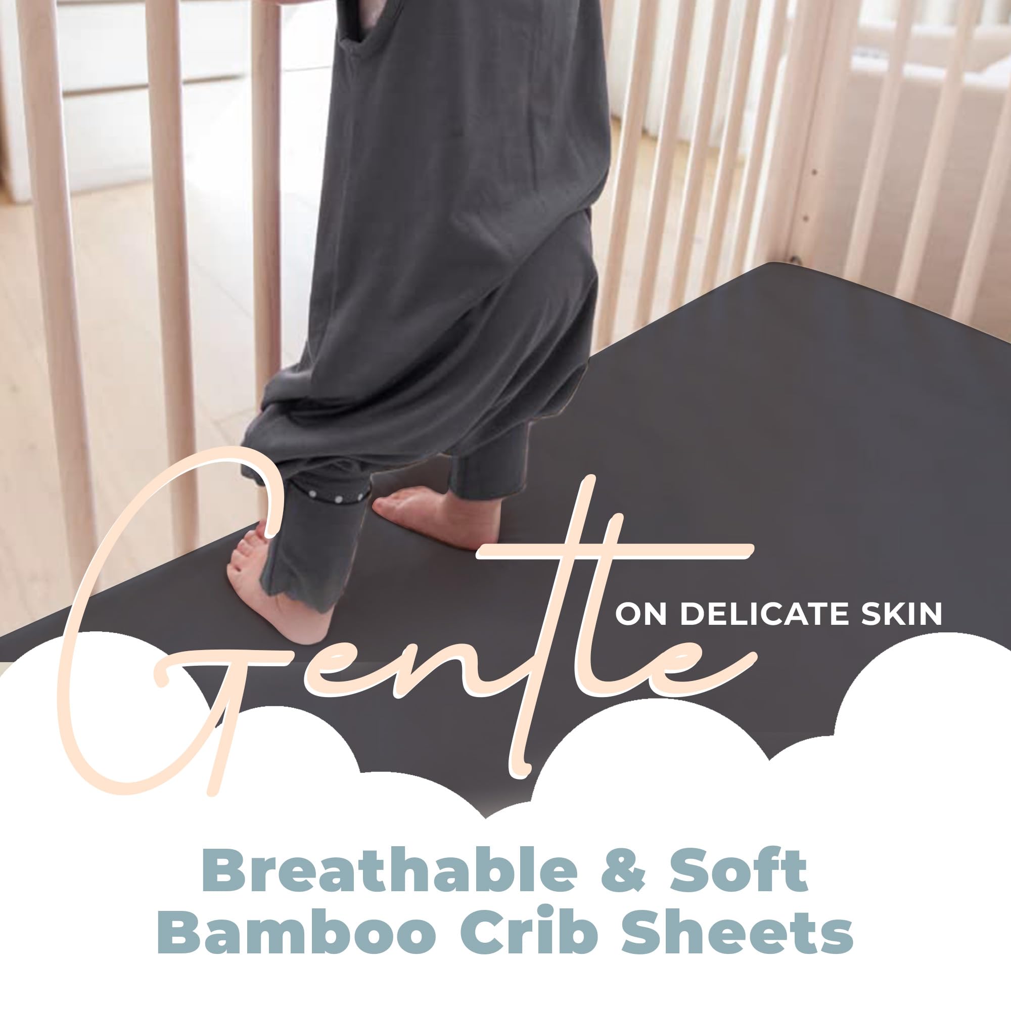 Baby - Morbido lenzuolo con angoli per culla, 5% spandex e 95% viscosa da lenzuolo per culla di bambù, lenzuola per bambini termoregolanti, lenzuola per culla traspiranti importate, 132,1 x