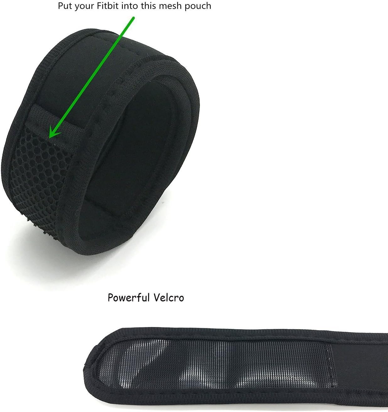 VIEEL New Adjustable Arm&Ankle Running Band Fastener Wristband Band with Mesh Pouch For Fitbit flex 2 , Blaze Watch, Alta, Flex, One Fitness Tracker Wristband (Black, 13'') : Electronics