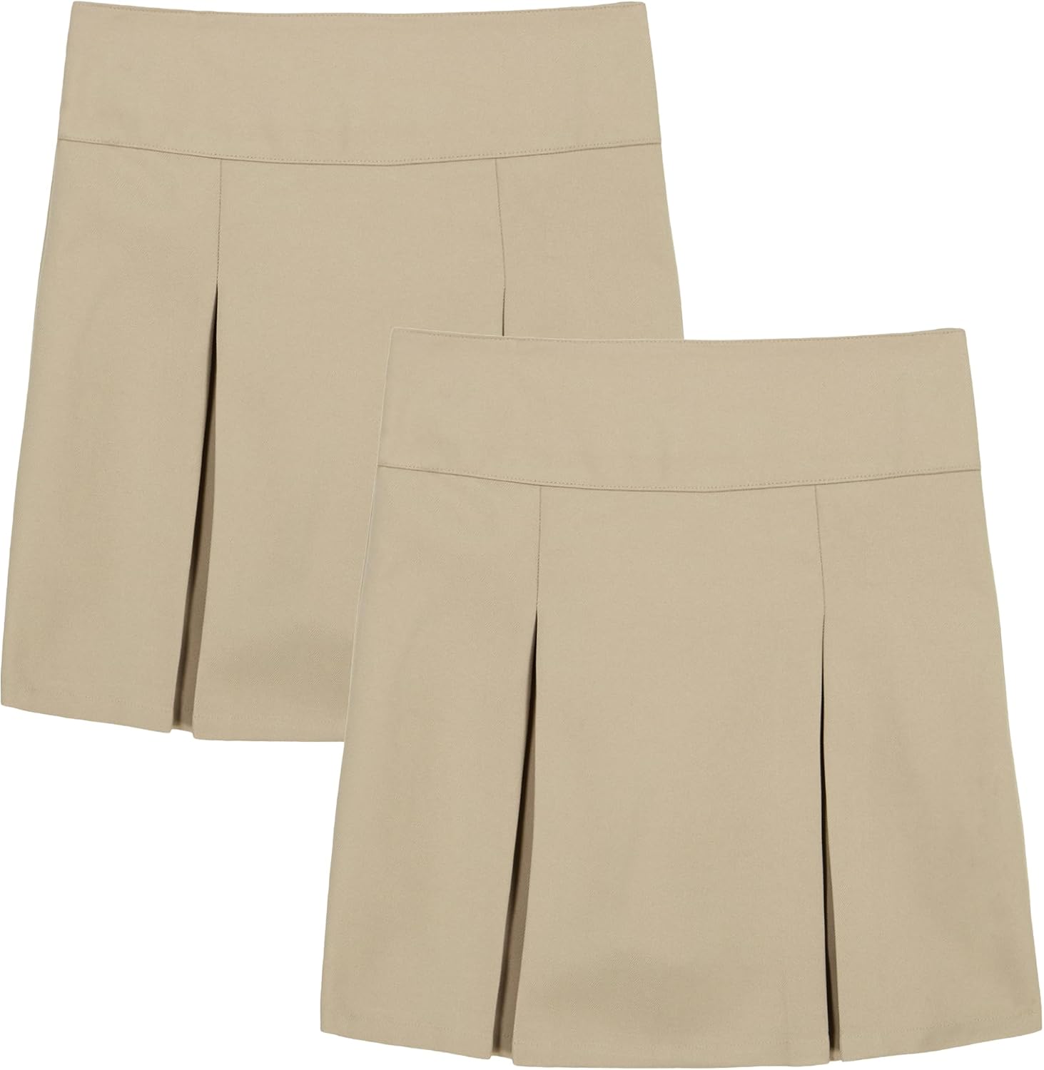 Dockers Girls' School Uniform Pull-on Pleated Scooter Skort, 2-Pack