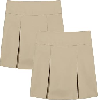 Dockers Girls' School Uniform Pull-on Pleated Scooter Skort, 2-Pack