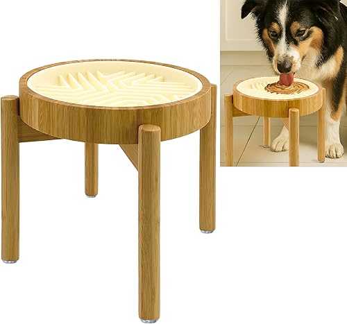 Miniatura 9 de Juego de cuencos de bambú elevados para perros, cuenco de madera elevado con forro inoxidable y soporte individual para razas medianas a grandes, 8