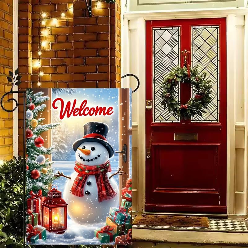 Christmas Garden Flags 12x18 Double Sided - Welcome Snowman Design, Small Burlap Winter Holiday Outdoor Xmas Yard, Porch Lawn Flags for Outside Decorations - Image 6