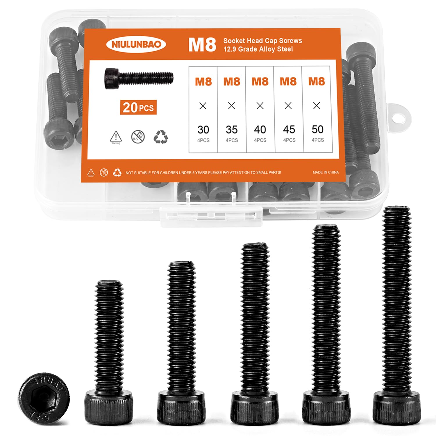 M3 Button Head Socket Screws Alloy Steel 100 Piece Kit 100-Piece...