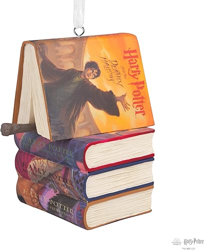Miniatura 6 de Hallmark Harry Potter - Libros apilados con varita de adorno de Navidad, resina, 2.23 x 2.75 x 2.28 pulgadas, (0002HCM9130)