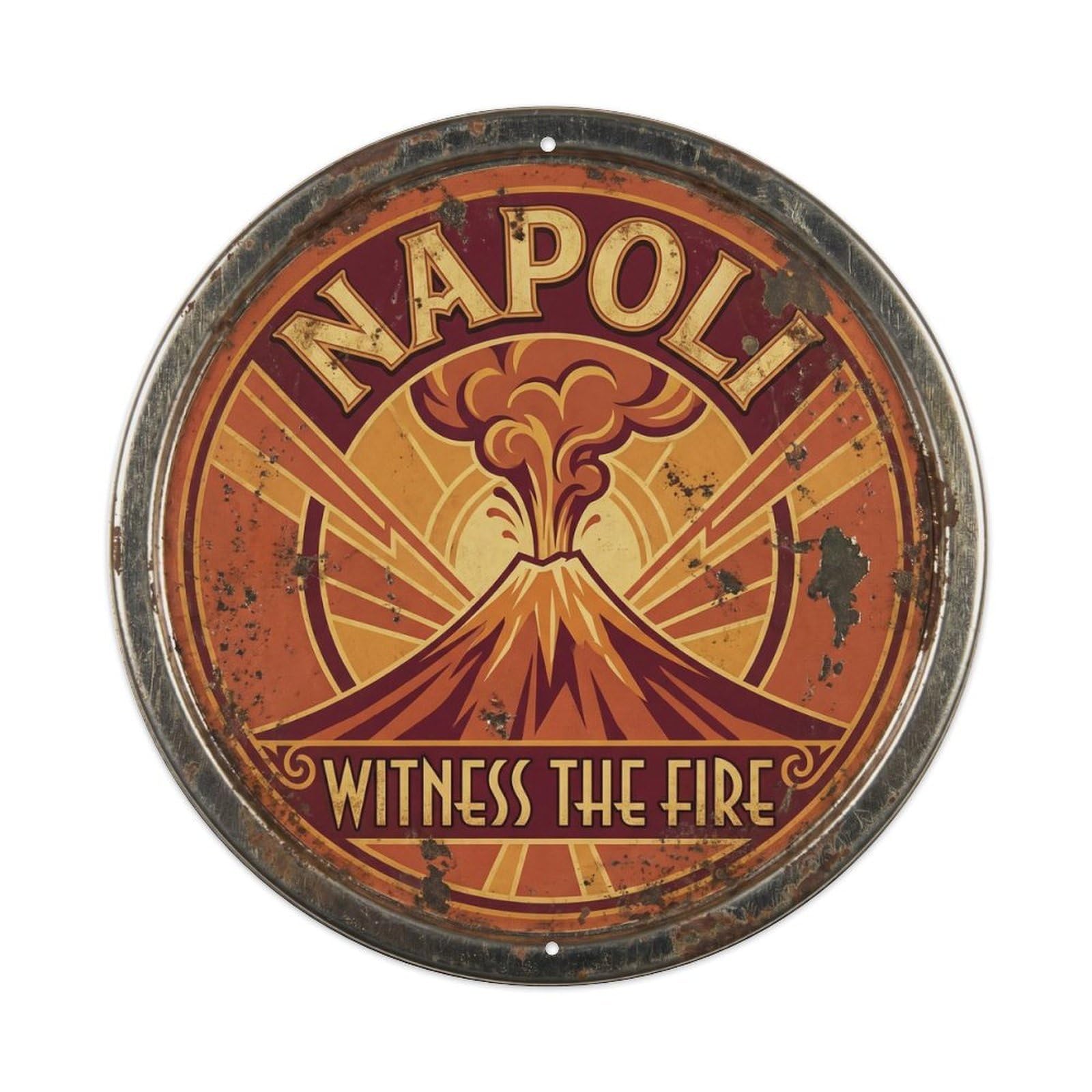 Vesuvius Dramatic Lounge Volcano Metal Tin Sign
