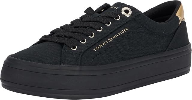Tommy Hilfiger Damskie buty sportowe Essential Vulc Canvas Vulcanized, czarne, rozmiar 39, Czarny, 40 EU
