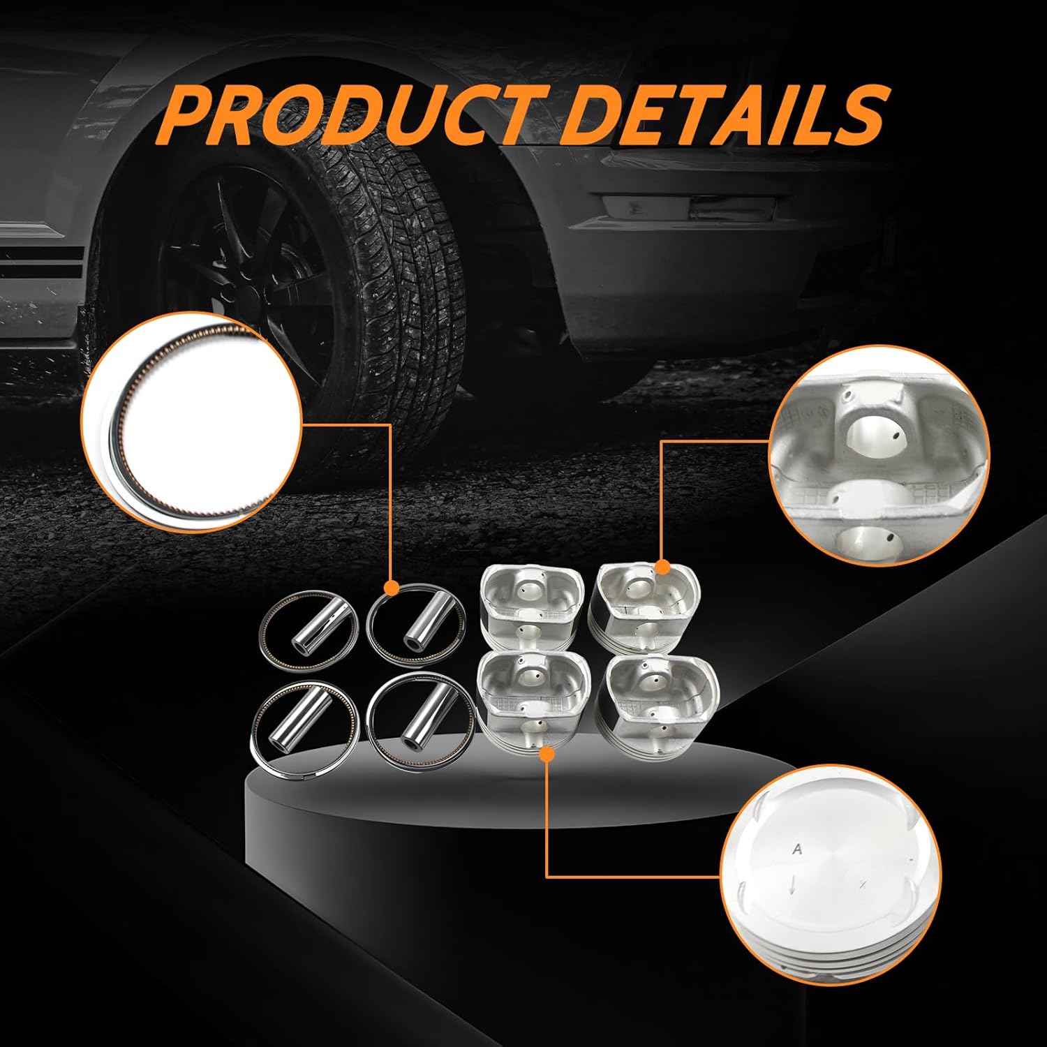 4Pcs Engine Piston Rings Set for G4KC Engine - Fits for Forte Optima Rondo Santa Fe Sorento Sportage Tucson 2.4L 23410-25211 Automotive Replacement Engine Piston