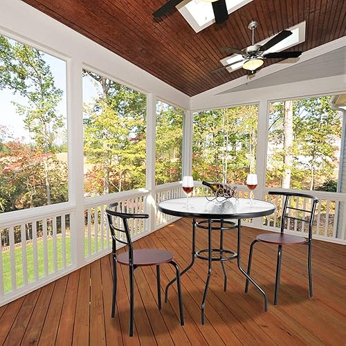 Miniatura 2 de VINGLI Mesa redonda de patio con agujero para paraguas, mesa de comedor al aire libre de 32 pulgadas, mesa de patio de vidrio templado de acero mesa