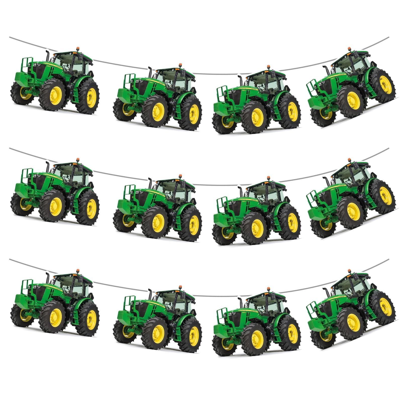 Tractor Bunting Party Decorations Green and Yellow Tractor Pattern Hanging Garland Festive Bunting for Farm Theme Party Agricultural Celebration Event Decor Farmhouse Style Party Supplies Wall Doorway