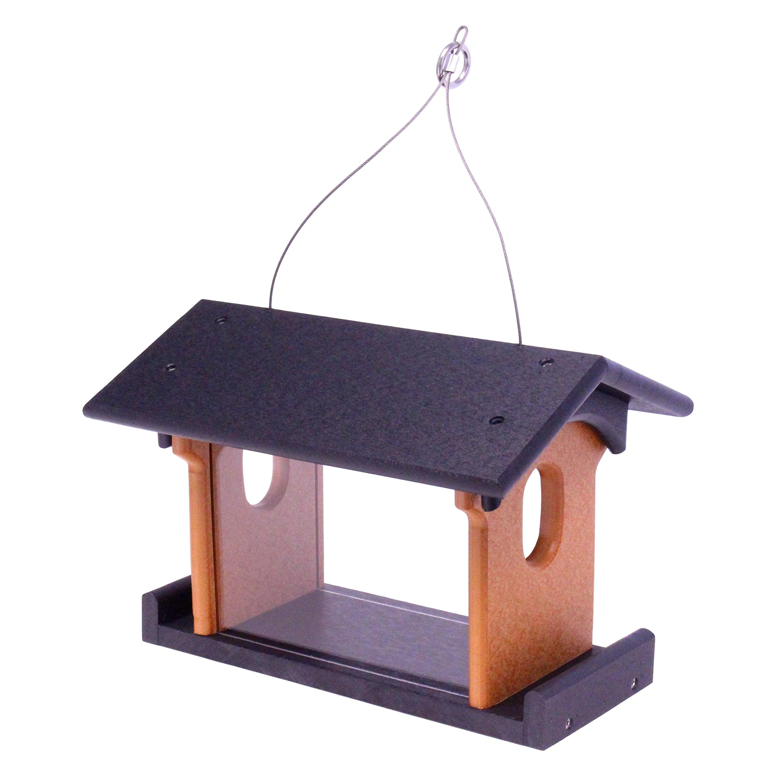 AmishToyBox Poly Lumber Bluebird Feeder in Black and Cedar