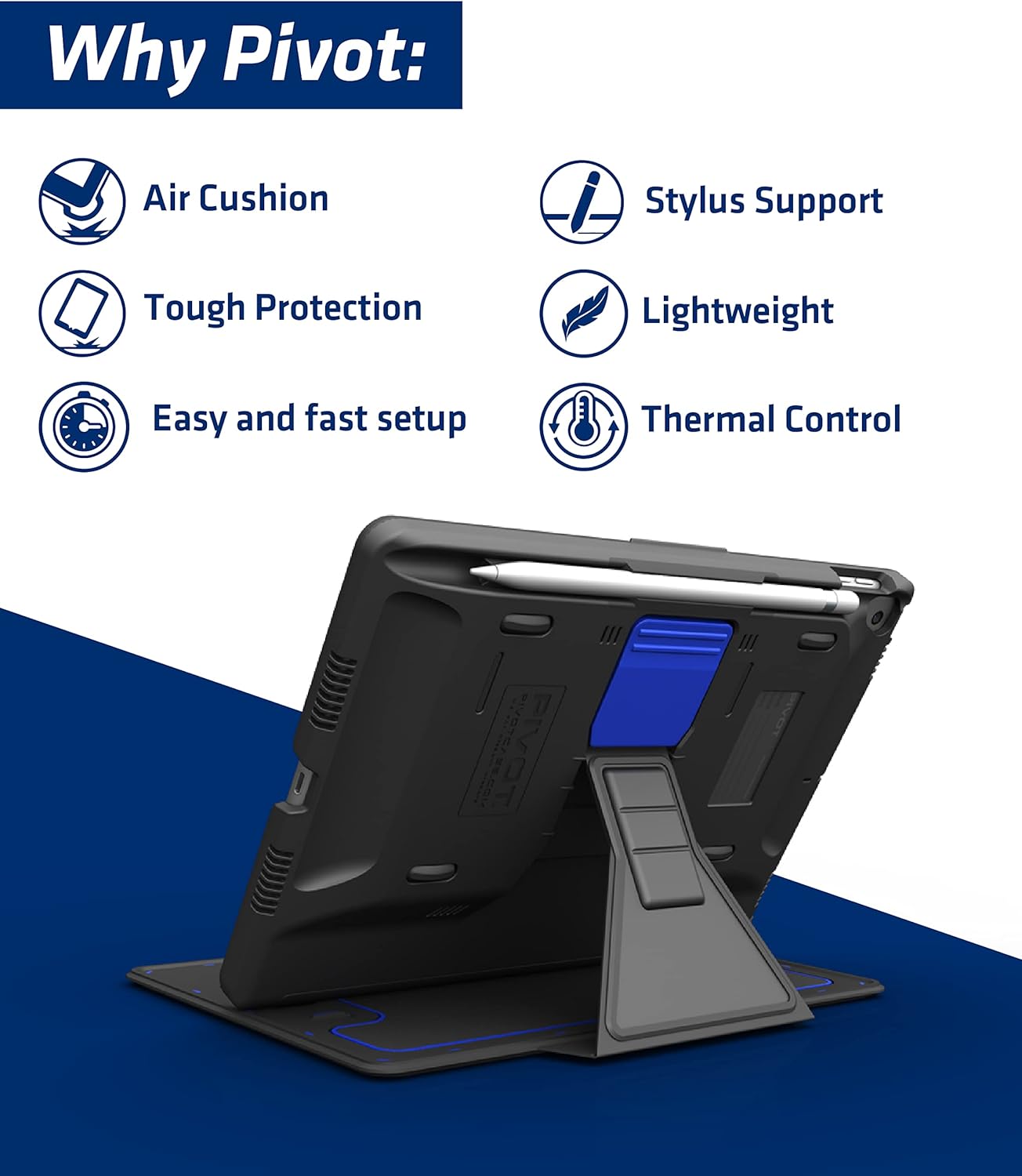 PIVOT Omni 97X Tablet Case - Compatible with iPad Air 2, iPad Pro 9.7 in, & iPad (5th - 6th gen) - 360 Degree Protection - for Professional Pilots, General Aviation - Red & Black