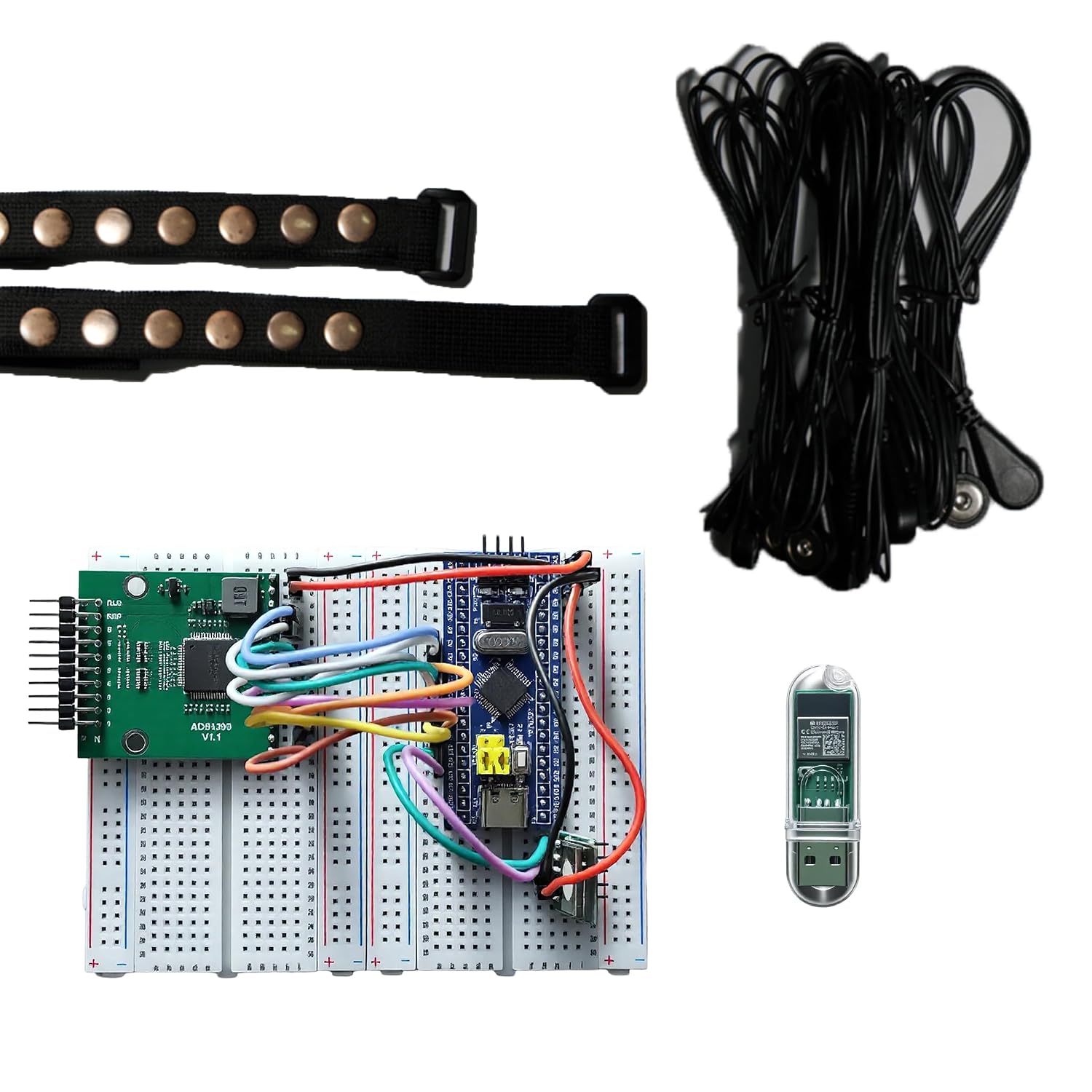 ADS1299 Multi-Channel Bio-Signal Acquisition Module, WiFi UART Wireless Transmission, Raw Data Output, SDK Package, STM32 Development Kit, Schematic Files, PC Software Source Code (Flagship Model)