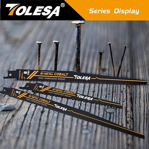 Miniatura 7 de TOLESA Hojas de sierra recíproca de madera incrustada de clavos para demolición de puertas y ventanas, corte de madera de 9 pulgadas, 6TPI dientes
