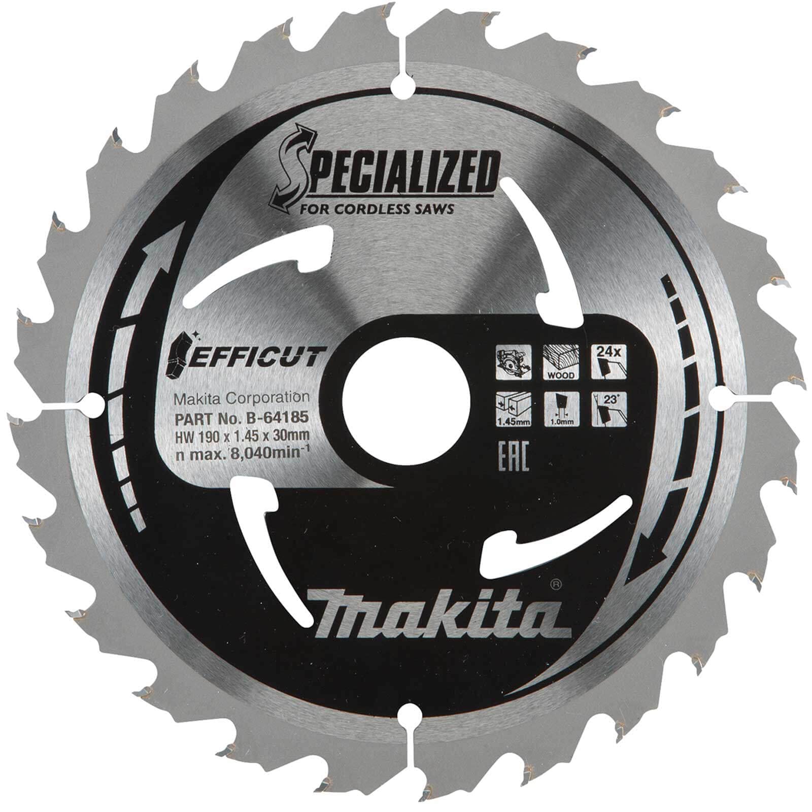 Makita B-64185 Efficut Cordless Circular Saw Blade 190mm x 30mm x 24T