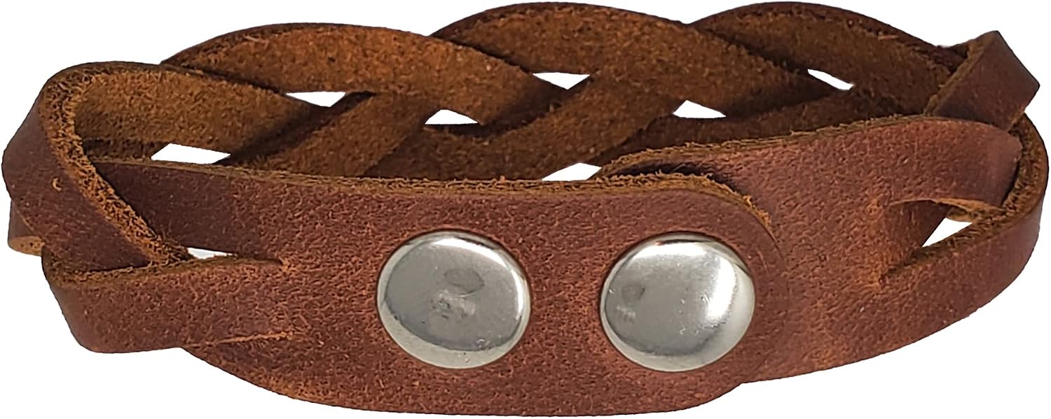 8 Brown Mystery Braid Leather Bracelets-Adjustable Braiding Ready Leather Bracelets - Leather Craft Projects for Summer Camps- No Tools Required - Made in USA