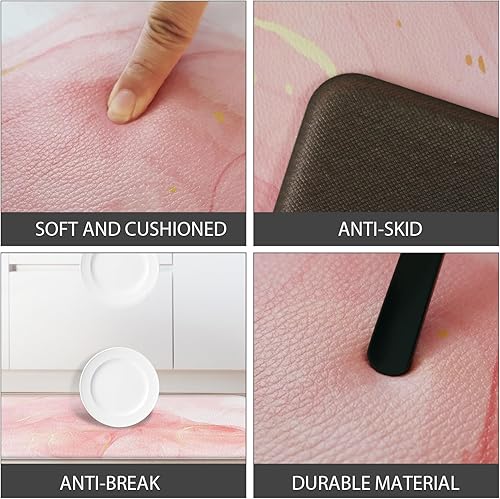 Miniatura 5 de GulongYa Alfombras de cocina antideslizantes rosas para cocina, tapete antifatiga, moderno, abstracto, mármol, cocina, accesorios de cocina dorados,