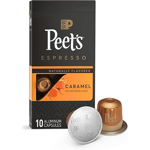 Peet's Coffee, Dark Roast Espresso Capsules Compatible with Nespresso Original Machine, Caramel 10 Count (1 Box of 10 Espresso Capsules)