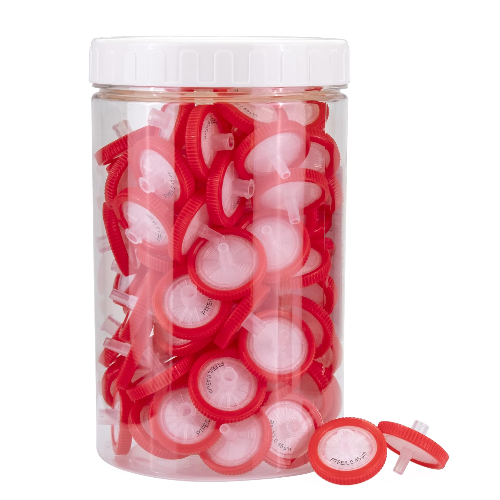 100 Pezzi PTFE Filtri per Siringa Idrofilo, Diametro di 25 mm e Dimensione dei Pori di 0,45um, Filtro per Siringa per Laboratorio Scientifico, Biomedicina