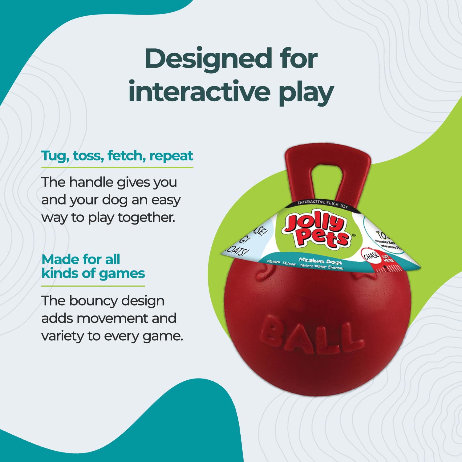 Jolly Pets JOLL046A Hundespielzeug - Tug-n-Toss, 20 cm, rot, Unisex