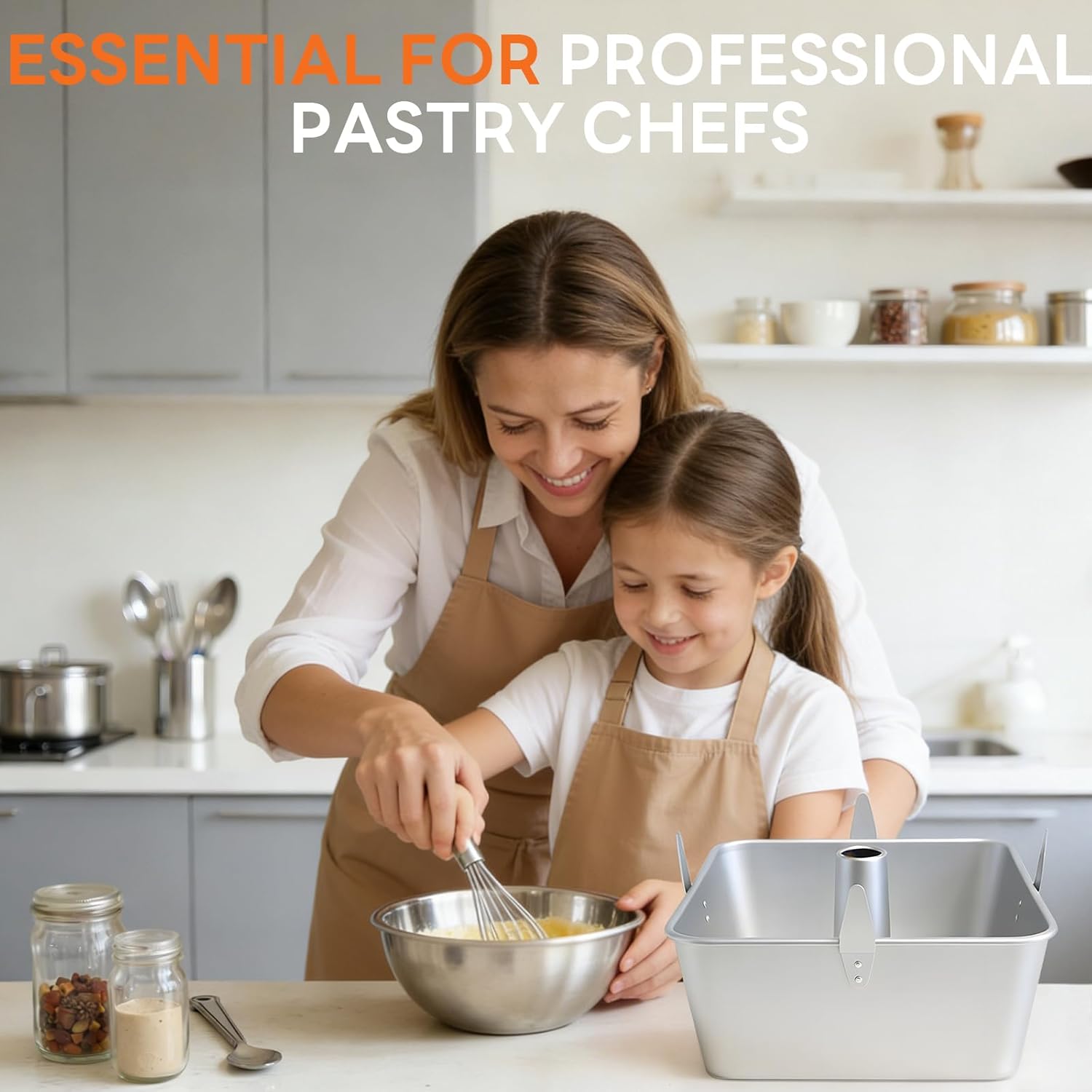 Hitter 18 Cup Angel Food Cake Pan, 10-inch Anodized Aluminum Square Tube Cake Pan with Cooling Feet & Nonstick Coating Perfect for Angel, Chiffon & Pound Cake - Image 4