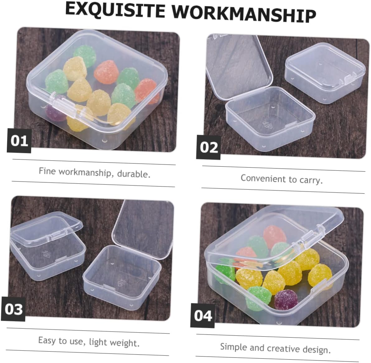 50 Pack PP Flip Top Storage Boxes for Arts and Crafts