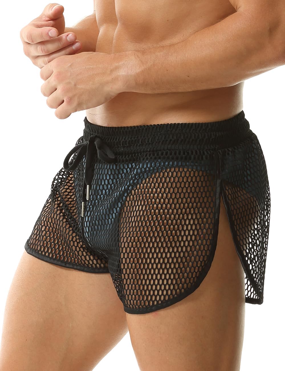 Men's Mesh Shorts Sexy See Through Underwear Sheer Breathable Fishnet Boxer Briefs