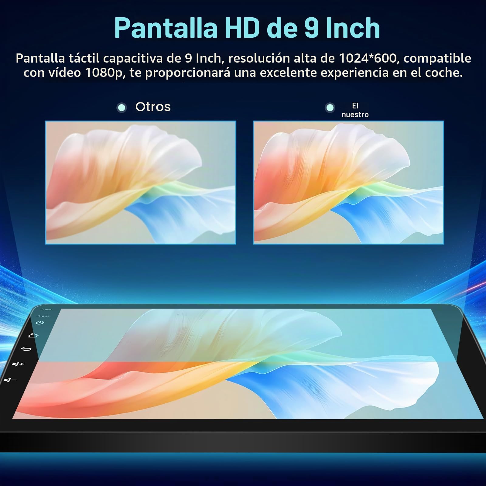 Radio Android 2+64GB para Peugeot 307 2002-2013, Pantalla Táctil IPS 9 Pulgadas con CarPlay & Android Auto Inalámbrico, GPS WiFi Bluetooth DSP + Cámara de Marcha Atrás & Micrófono