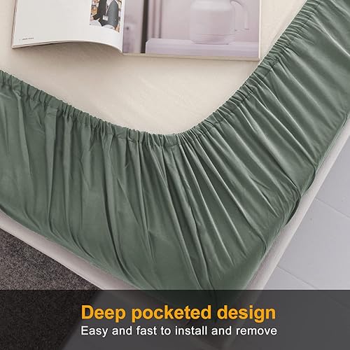 Miniatura 81 de Sábana bajera ajustable individual XL para dormitorio universitario, sábanas 100% algodón egipcio, sábanas bajeras de lujo con bolsillo profundo