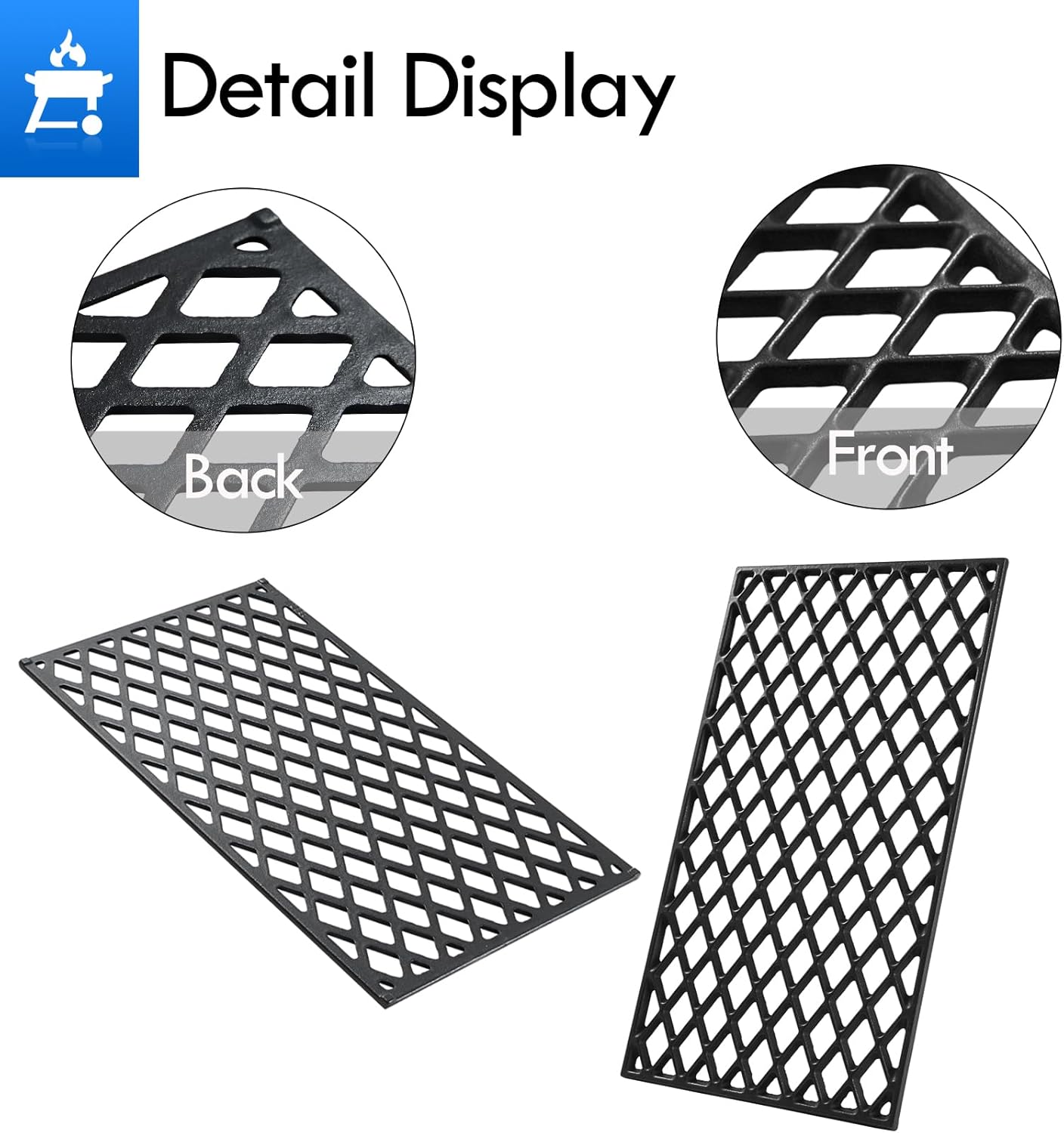 PB600PS1 Cooking Grates Grill Replacement Parts for Pit Boss Pro Series II 600 Gates PB 600PS1 Pro 600 PS1 10740 Grill Grates Pitboss 600 Series Parts Cast Iron Grids, 2pcs