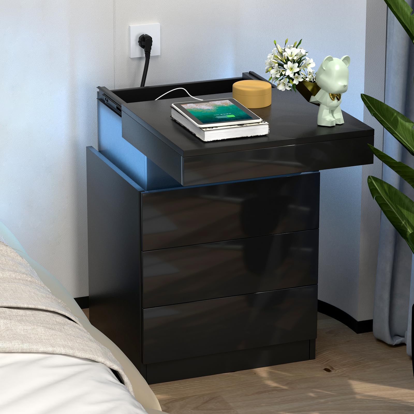 pipipoxer-nachttisch-led-mit-steckdose-usb-nachttisch-schwarz